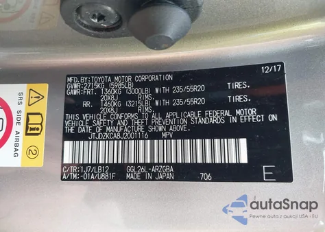 2018 Lexus Rx 350L Premium from USA, damaged, VIN JTJDZKCA8J2001116